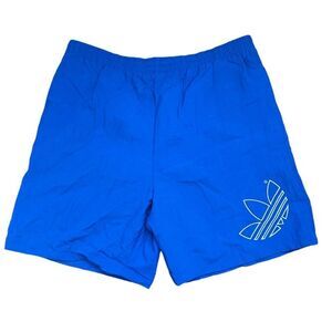 Vintage‎ 90's Adidas Nylon Shorts Men's L Royal Blue Lined Logo Deadstock Casual